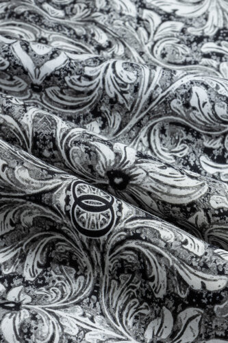 Kapı Desen Siyah-Beyaz Pamuk İpek Şal 70x210 - 4