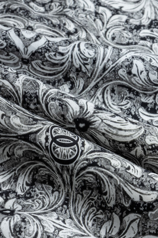 Kapı Desen Siyah-Beyaz Pamuk İpek Şal 70x210 - 4