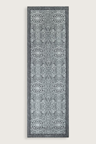 Kapı Desen Siyah-Beyaz Pamuk İpek Şal 70x210 - 2