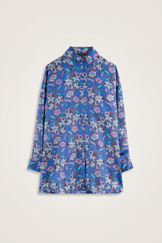 Kaplan Çiçeği Fuşya-Saks Tivil İpek Gömlek - Imannoor (1)