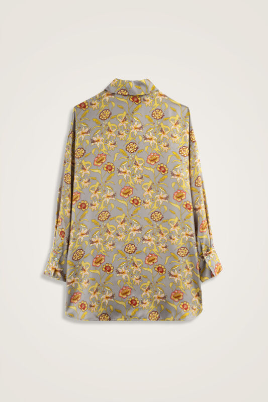 Kaplan Çiçeği Gri Tivil İpek Gömlek - 3