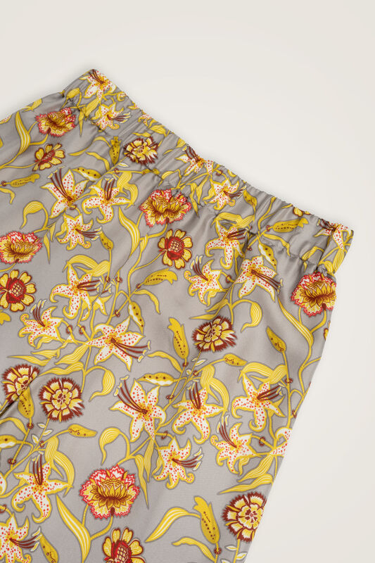 Kaplan Çiçeği Gri Tivil İpek Pantolon - 2