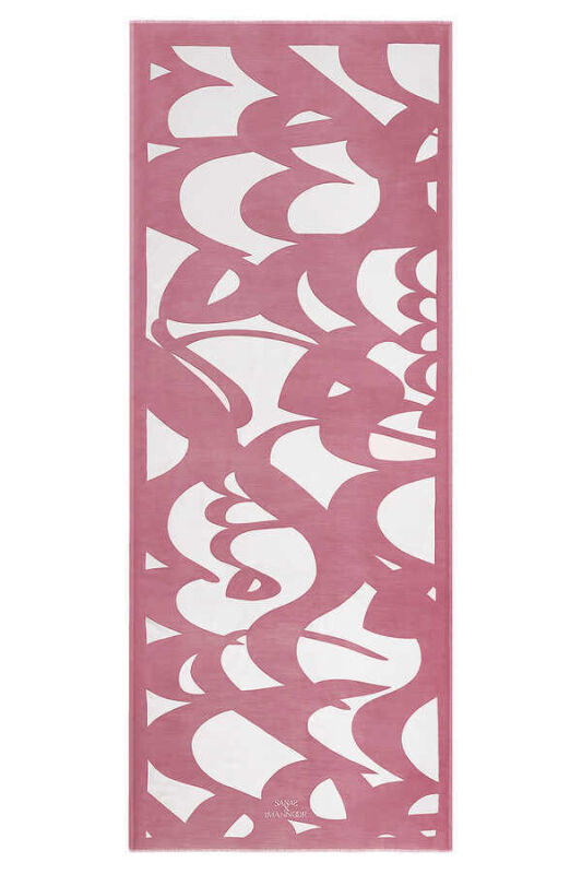 Karalama Pembe Modal İpek Şal - 1