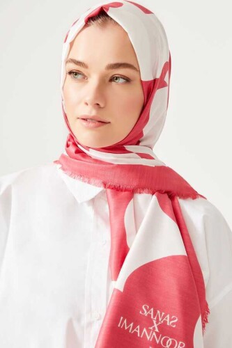 Karalama Pembe Modal İpek Şal - 4