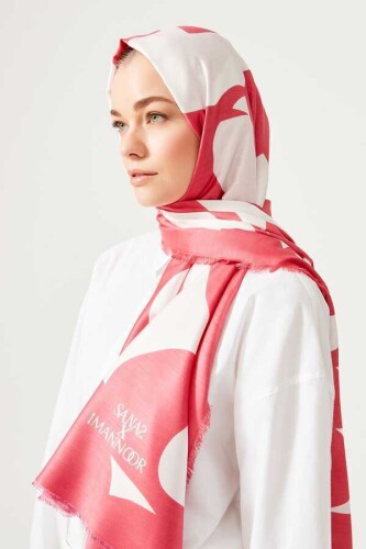 Karalama Pembe Modal İpek Şal - 6
