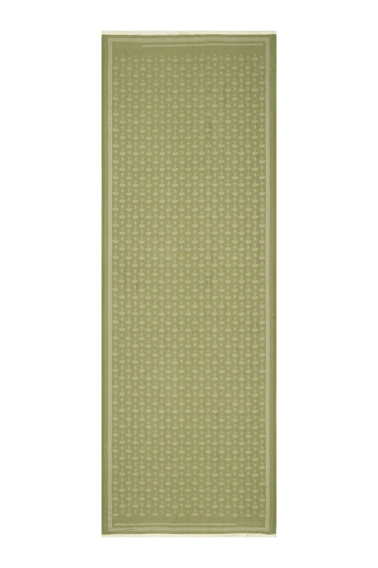 Karanfil Monogram Açık Yeşil İpek Şal - 1