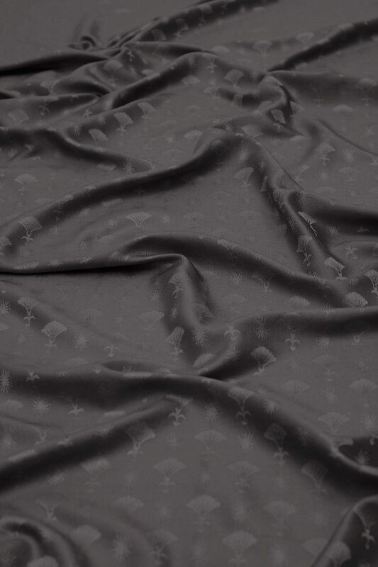 Karanfil Monogram Koyu Gri İpek Şal 70x200 - 4