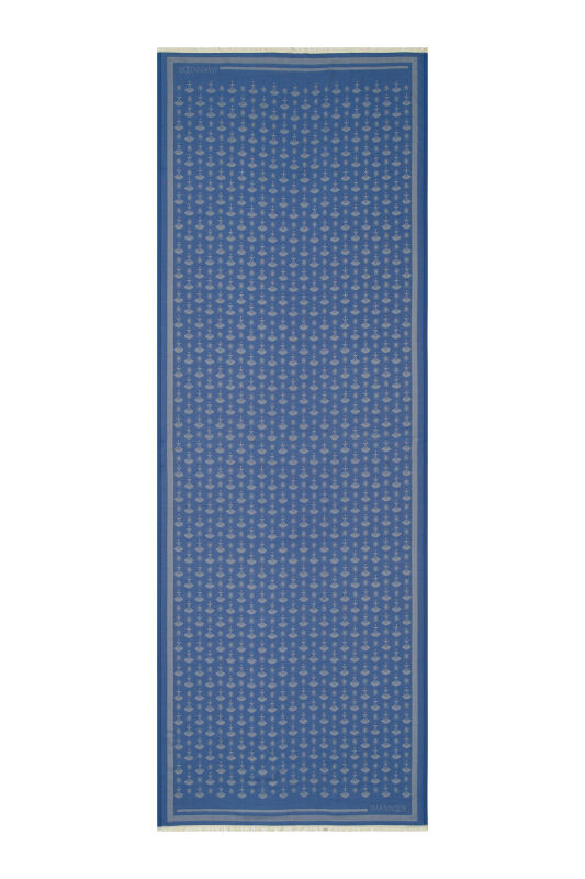 Karanfil Monogram Lacivert İpek Şal - 1
