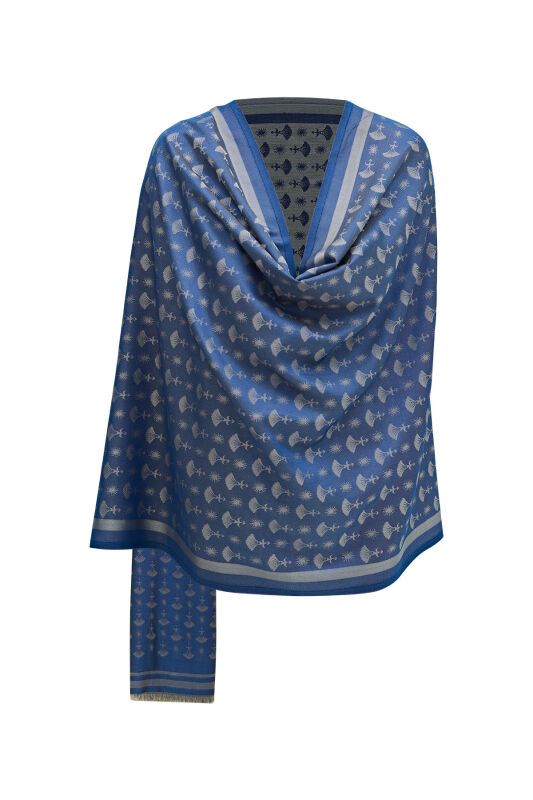 Karanfil Monogram Lacivert İpek Şal - 7