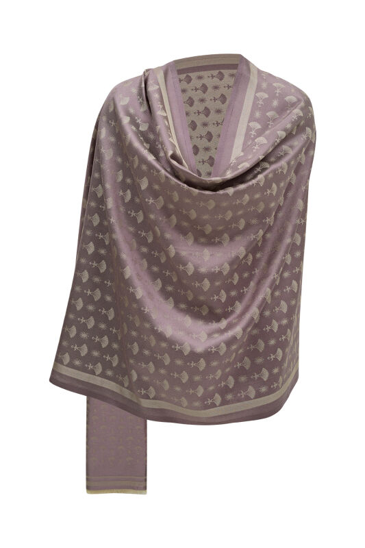 Karanfil Monogram Lila İpek Şal - 7