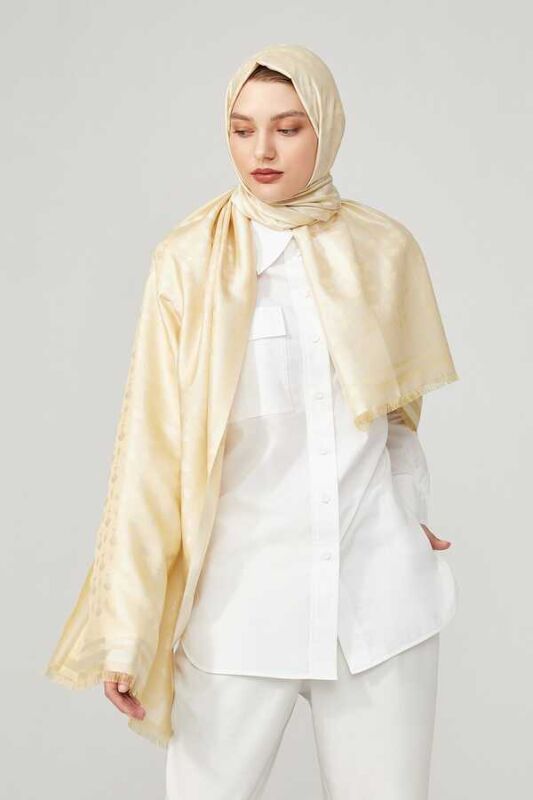 Karanfil Monogram Natural İpek Şal - 2