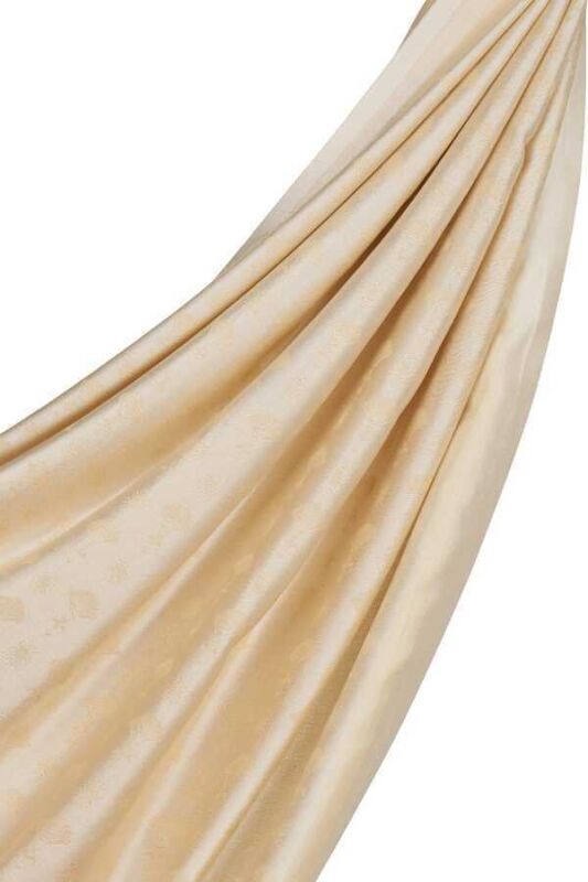 Karanfil Monogram Natural İpek Şal - 5