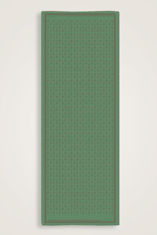 Karanfil Monogram Yeşil İpek Şal 68x200 - 2