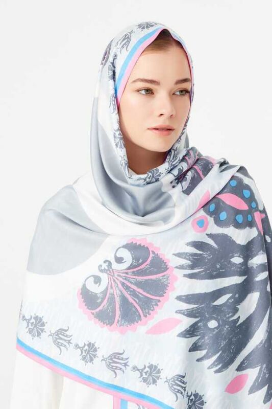 Karanfil Noor Pembe Modal İpek Şal - 4