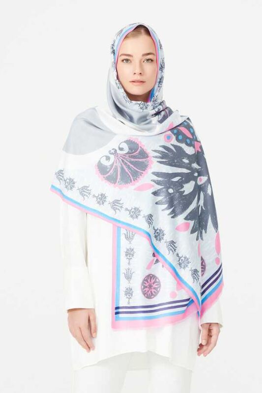 Karanfil Noor Pembe Modal İpek Şal - 2