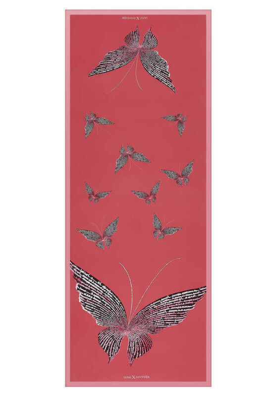 Kelebek Pembe İpek Şal - 1