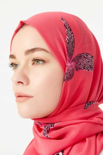 Kelebek Pembe İpek Şal - 6