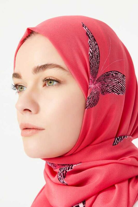Kelebek Pembe İpek Şal - 6