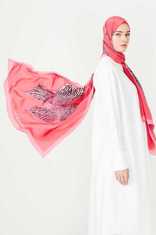 Kelebek Pembe İpek Şal - 2