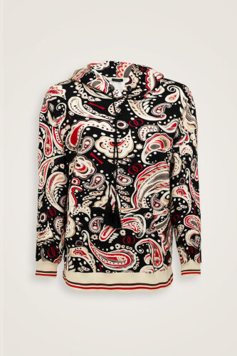 Keşmir Siyah-Bej Üç İplik Kapşonlu Eşofman Üstü - Imannoor (1)