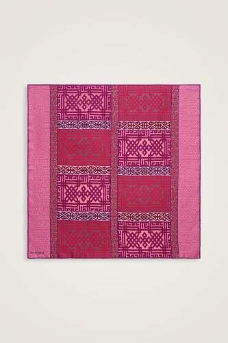 Kilim Gray-Pink Double Sided Twill Silk Scarf - Imannoor (1)