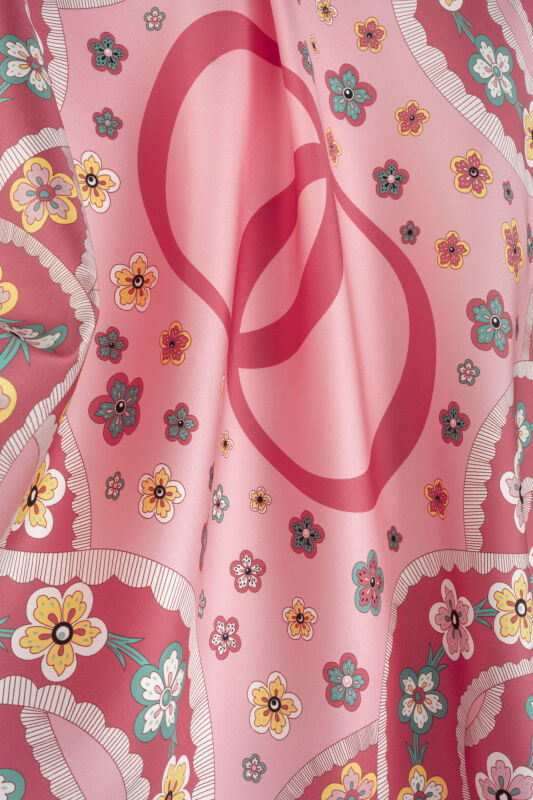 Knitted Coral Twill Silk Scarf - 4