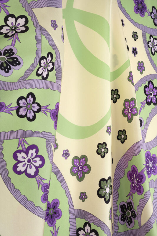 Knitted Green-Lilac Twill Silk Scarf 90x90 - 4