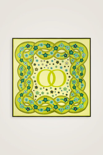 Knitted Pistachio Green Twill Silk Scarf - 2