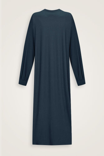  Kol Ağzı Ribana Lacivert Penye Elbise - Imannoor (1)