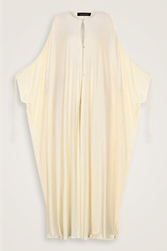 Koyu Beyaz Penye Abaya - 1