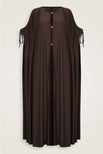 Koyu Kahve Penye Abaya - Imannoor (1)