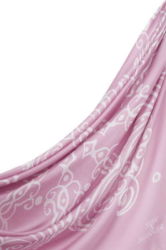 Kubbe Pembe İpek Eşarp - 5