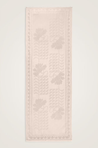 Kufi Açık Pudra Jakar İpek Şal 70x200 