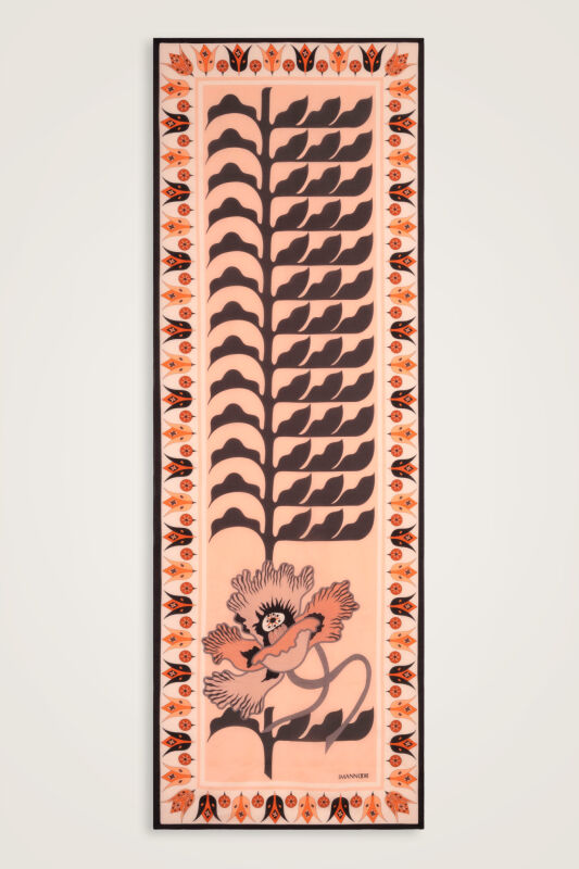 Kufi Gri-Somon Floş Pamuk Şal 70x210 - 3