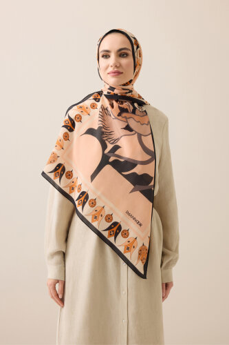 Kufi Gri-Somon Floş Pamuk Şal 70x210 - Imannoor (4)