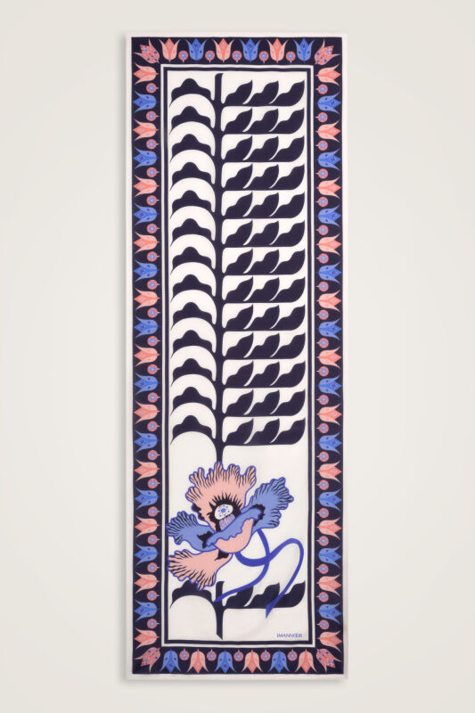 Kufi Lacivert Floş Pamuk Şal 70x210 - 2