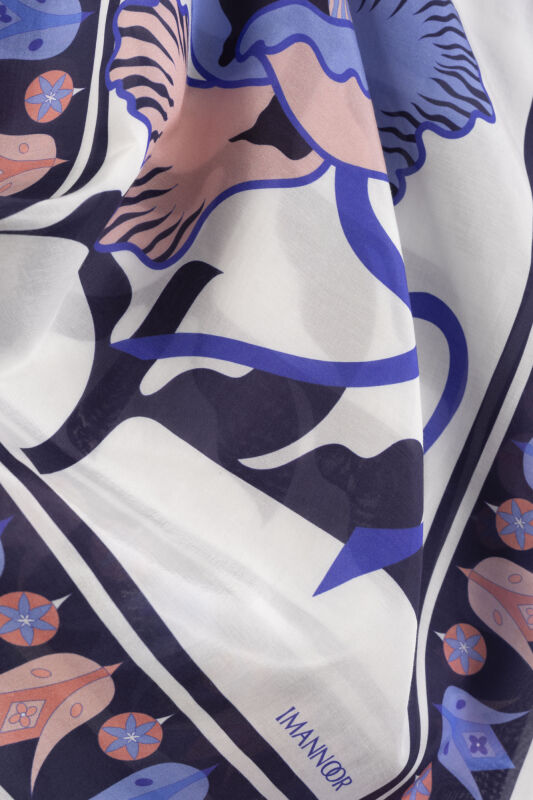 Kufi Navy Blue Floss Cotton Shawl - 4