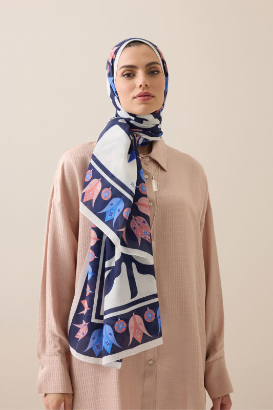 Kufi Navy Blue Floss Cotton Shawl - 1