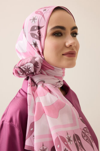 Kufi Pembe Floş Pamuk Şal 70x210 