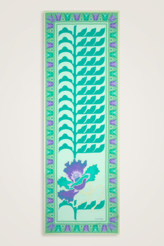 Kufi Turkuaz Floş Pamuk Şal 70x210 - 2