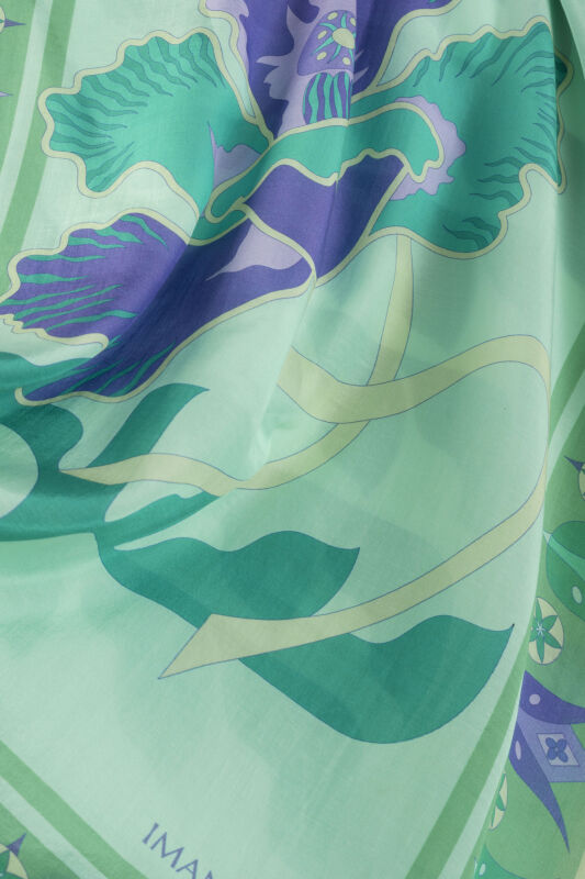 Kufi Turkuaz Floş Pamuk Şal 70x210 - 5