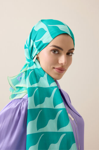 Kufi Turquoise Floss Cotton Shawl - 1