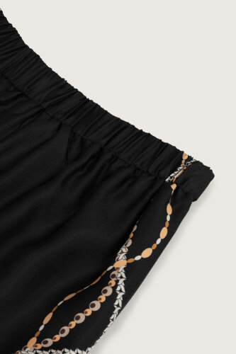 Kuşlu Noor Siyah İpek Pantolon - 6