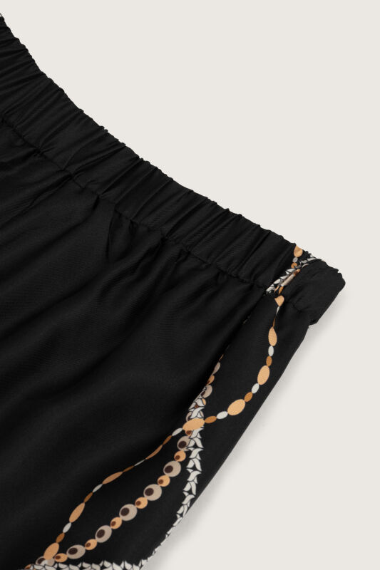 Kuşlu Noor Siyah İpek Pantolon - 6