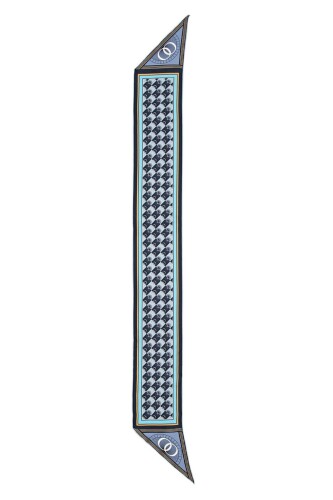Kutu Logo Mavi İpek Fular - 1
