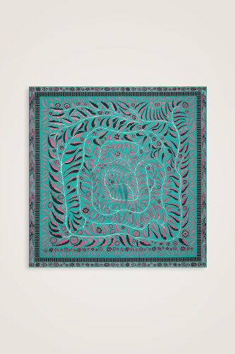 Labirent Sarmaşık Mor-Mavi Çift Taraflı Tivil İpek Eşarp 90x90 - Imannoor (3)