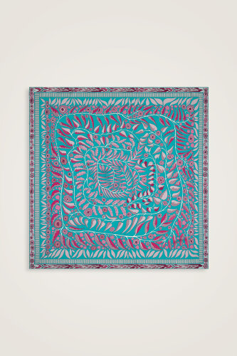 Labirent Sarmaşık Mor-Mavi Çift Taraflı Tivil İpek Eşarp 90x90 - Imannoor (2)