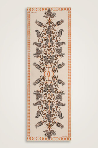 Lale Devri Somon Krep İpek Şal 70x210 - Imannoor (1)