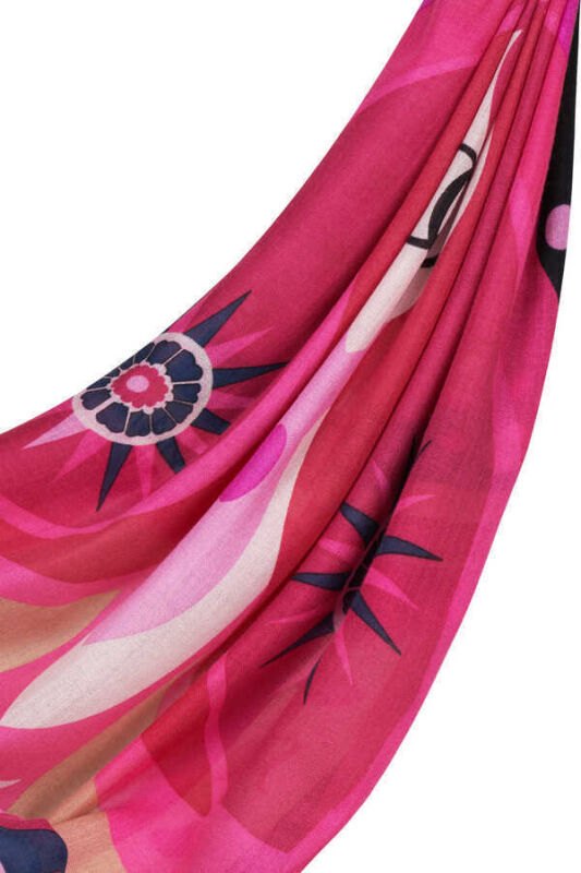 Lale Pembe Kaşmir İpek Şal - 1