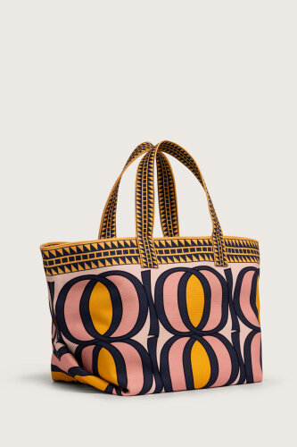 Large Bambunoor Yellow-Pink Summer Bag - Imannoor (1)